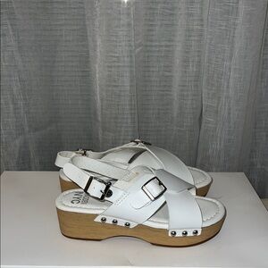 NYC White Sandals with Woven Design NWT